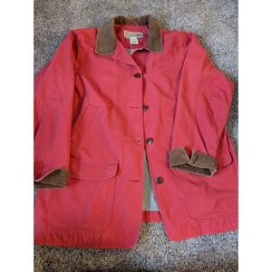 L.L. Bean Vintage Red Cotton Canvas Field Coat Barn Jacket Corduroy XL OBGX4
